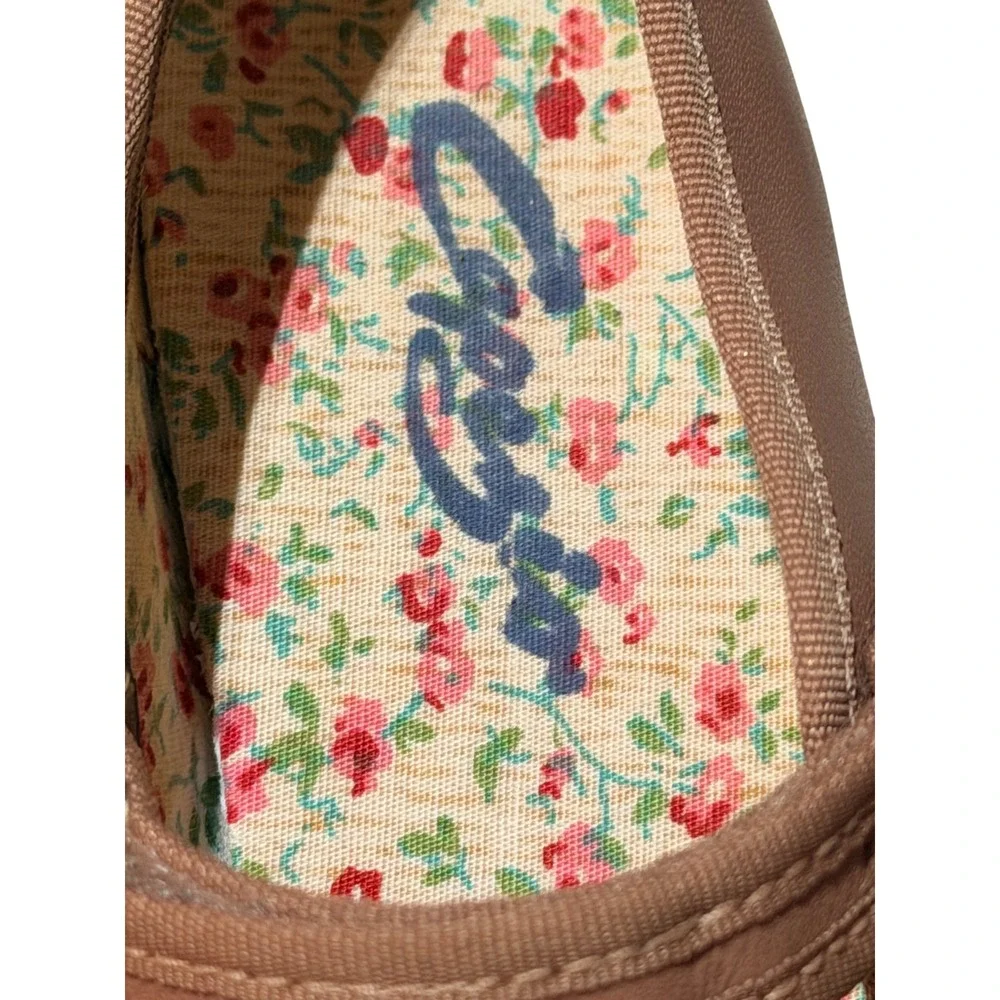 Capezio Tap Shoes Girls 1.5 M Caramel Leather Mary Jane 3800C Tele Tone Floral